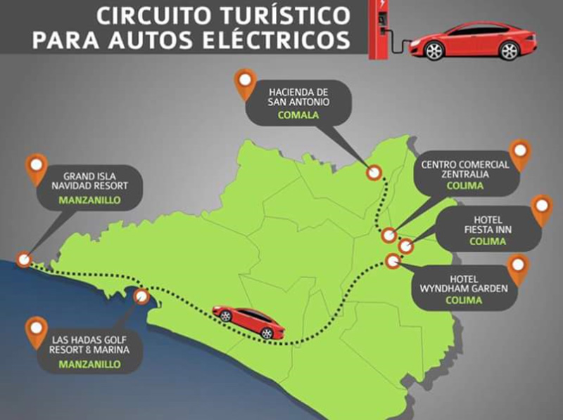 Circuito turístico de autos electricos en Colima