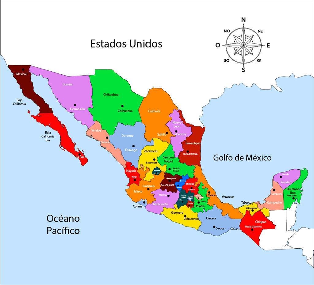 Mapa de México con nombres