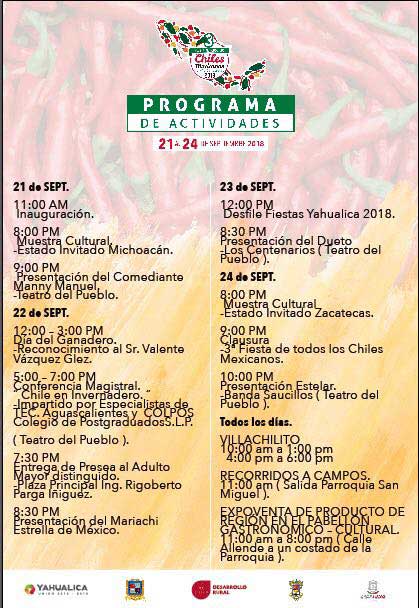 Programa 3a. Fiesta de Todos los Chiles Mexicanos en Yahualica