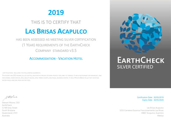 Las Brisas Acapulco 2019 Certificación EarthCheck Nivel Plata