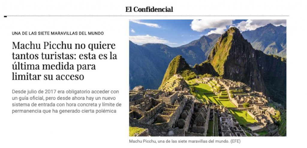 Machu Picchu no quiere tantos turistas