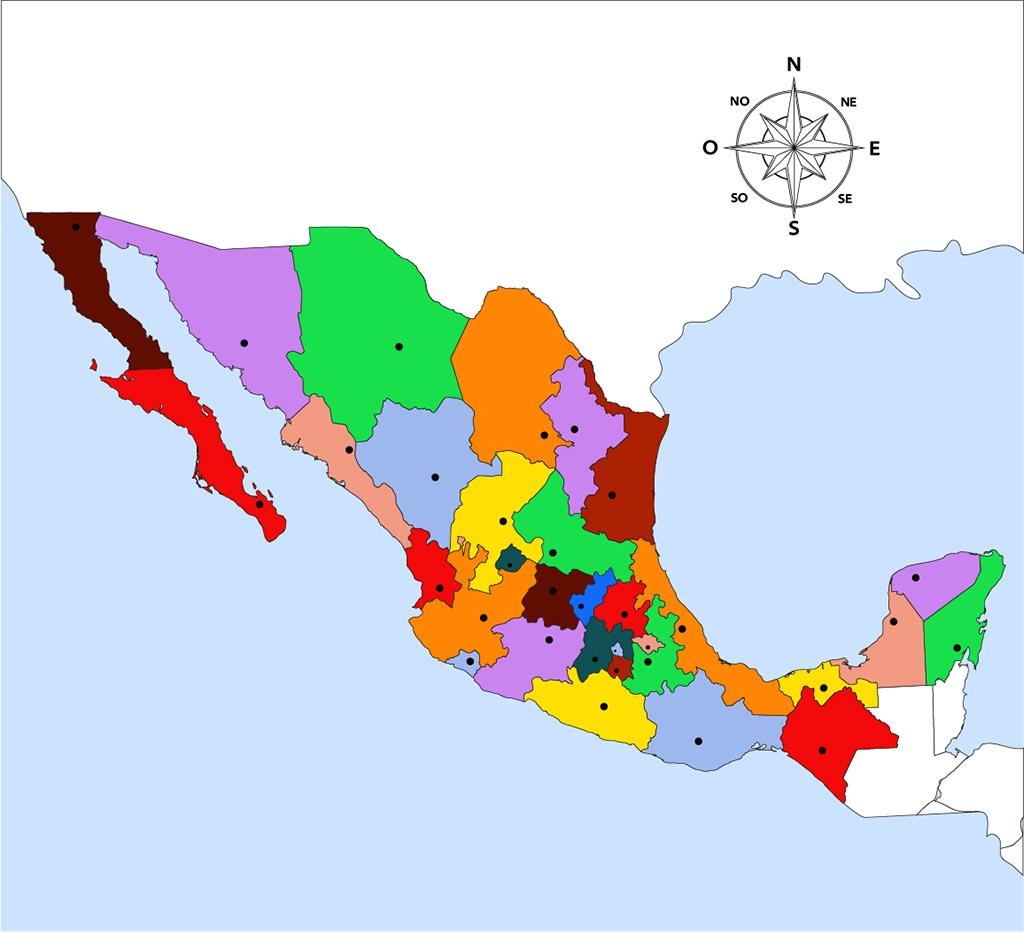 Mapa de México sin nombres
