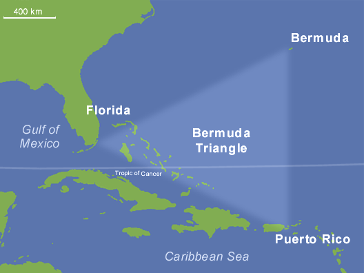 Mapa del Triángulo de las bermudas