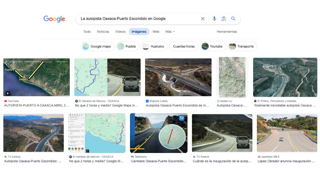 Búsqueda de La autopista Oaxaca-Puerto Escondido en Google